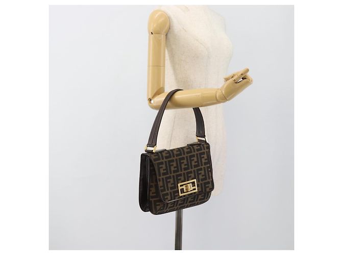 FENDI Zucca Canvas Schultertasche Schwarz Braun - Ansicht 24