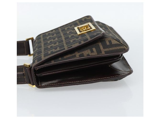 FENDI Zucca Canvas Schultertasche Schwarz Braun - Ansicht 3