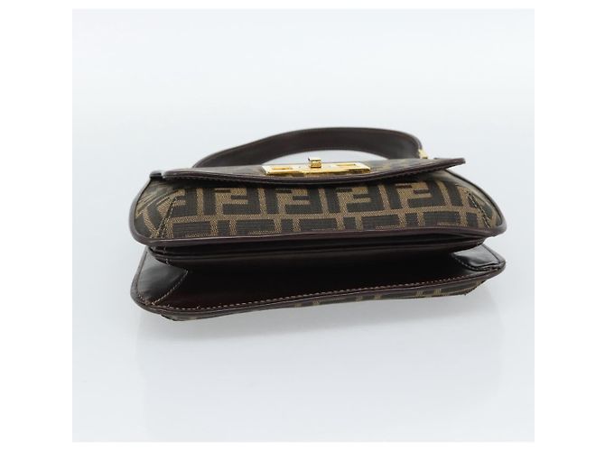 FENDI Zucca Canvas Schultertasche Schwarz Braun - Ansicht 5