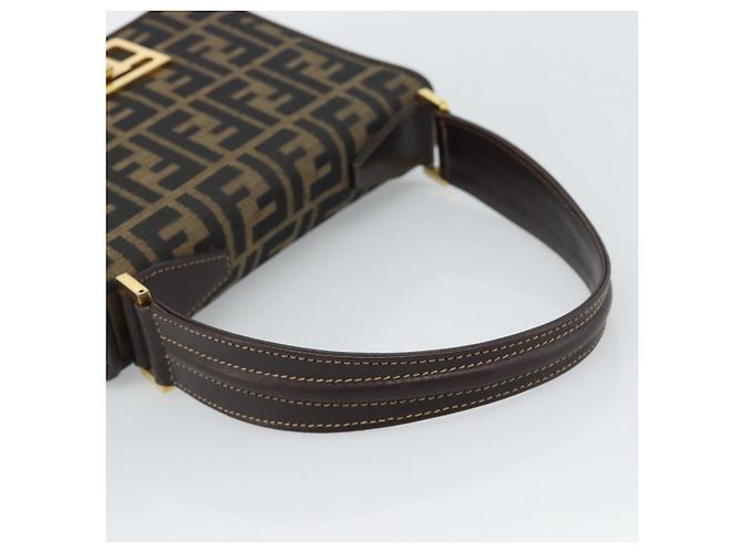 FENDI Zucca Canvas Schultertasche Schwarz Braun - Ansicht 7