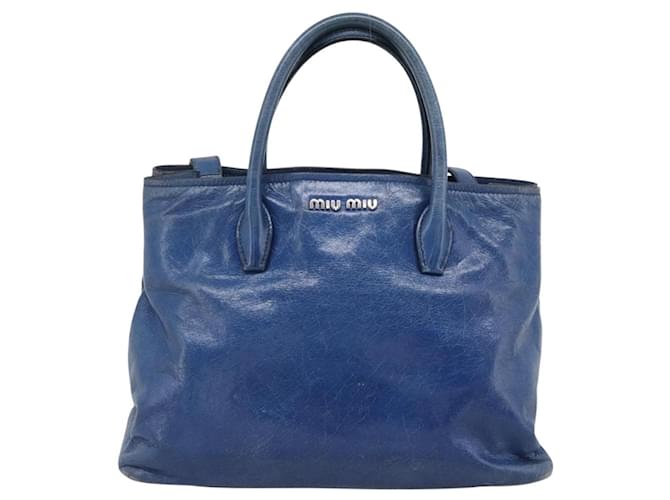 Miu Miu Hand Bag Leather 2way Blue Silver - vista 2