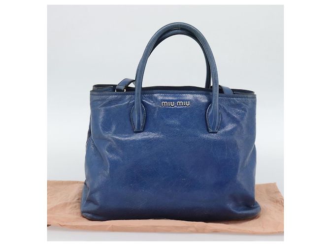 Miu Miu Hand Bag Leather 2way Blue Silver - vista 27