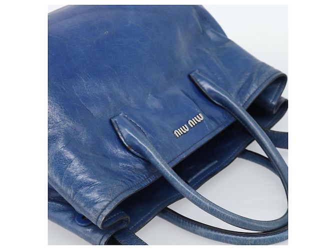 Miu Miu Hand Bag Leather 2way Blue Silver - vista 6