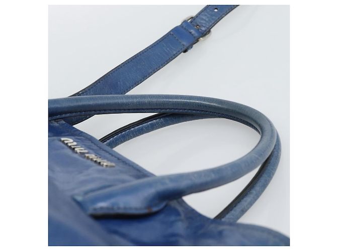 Miu Miu Hand Bag Leather 2way Blue Silver - vista 8