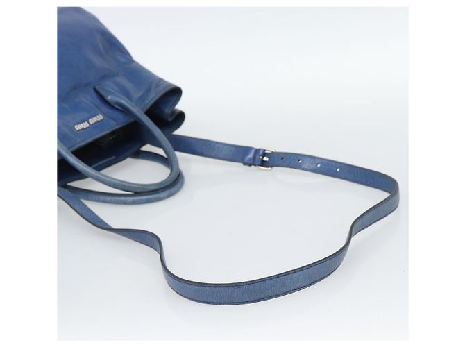 Miu Miu Hand Bag Leather 2way Blue Silver - vista 9