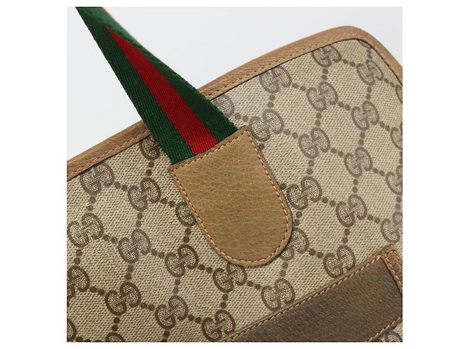 GUCCI GG Supreme Web Sherry Line Tote Bag PVC Beige Red 89 02 997 - vista 10
