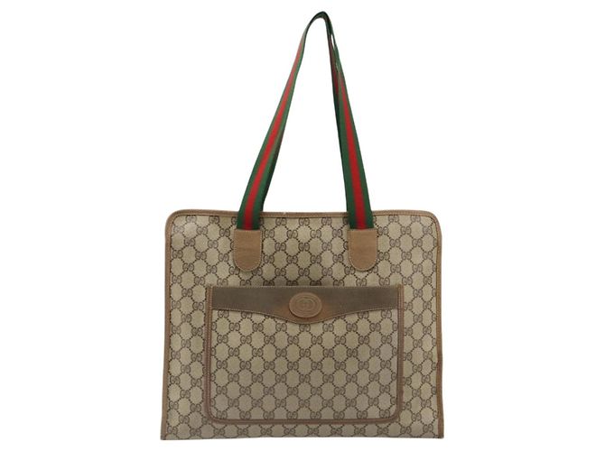 GUCCI GG Supreme Web Sherry Line Tote Bag PVC Beige Red 89 02 997 - vista 13