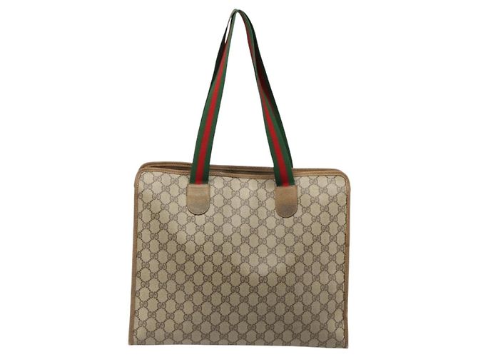 GUCCI GG Supreme Web Sherry Line Tote Bag PVC Beige Red 89 02 997 - vista 2