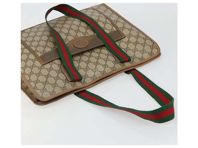 GUCCI GG Supreme Web Sherry Line Tote Bag PVC Beige Red 89 02 997 - vista 6