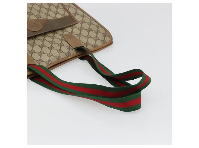 GUCCI GG Supreme Web Sherry Line Tote Bag PVC Beige Red 89 02 997 - vista 7