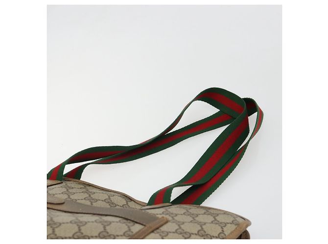 GUCCI GG Supreme Web Sherry Line Tote Bag PVC Beige Red 89 02 997 - vista 8