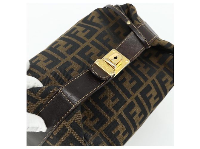 FENDI Zucca Canvas Hand Bag Black Brown - vista 6