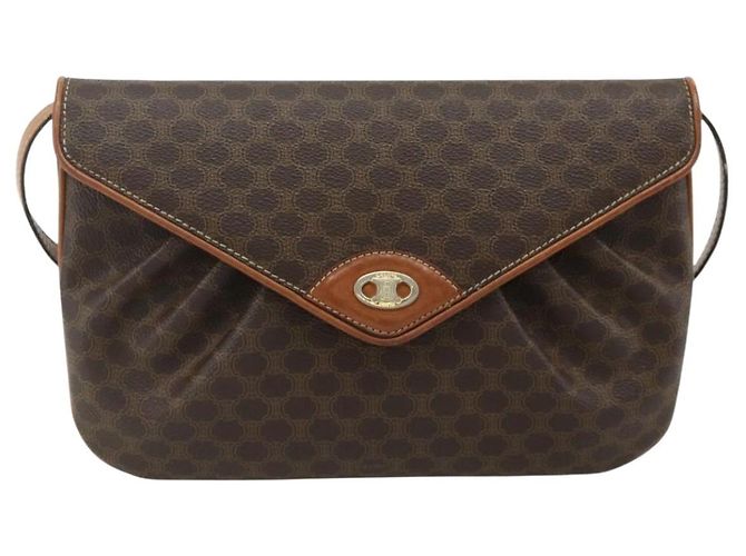 Céline CELINE Macadam Canvas Shoulder Bag PVC Leather Brown Gold - vista 13
