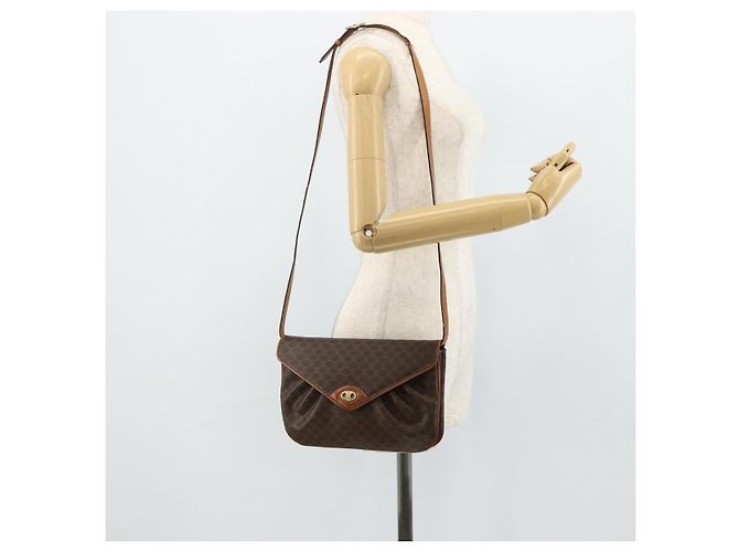 Céline CELINE Macadam Canvas Shoulder Bag PVC Leather Brown Gold - vista 22
