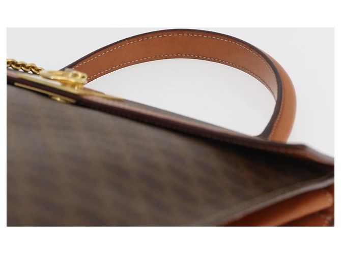 Céline CELINE Macadam Canvas Hand Bag PVC Leather Brown Gold - vista 8