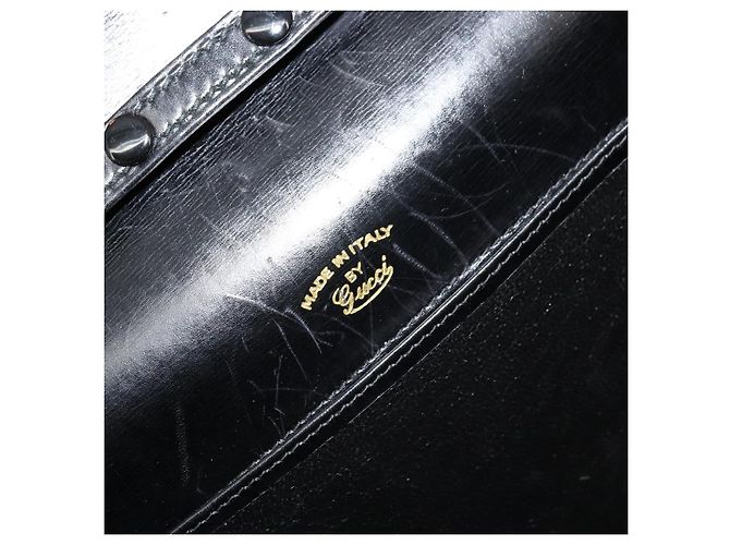 GUCCI Shoulder Bag Leather Black Gold - vista 10