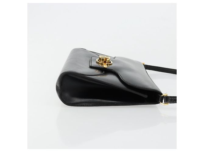 GUCCI Shoulder Bag Leather Black Gold - vista 3