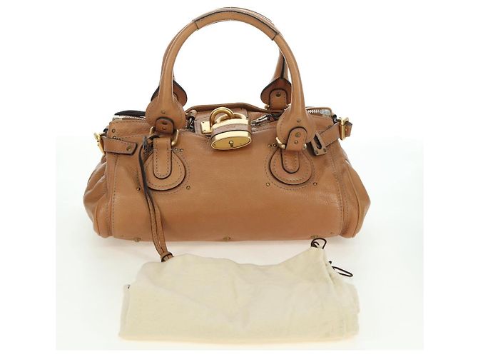 Chloé Chloe Paddington Hand Bag Leather Brown Silver gold - vista 12