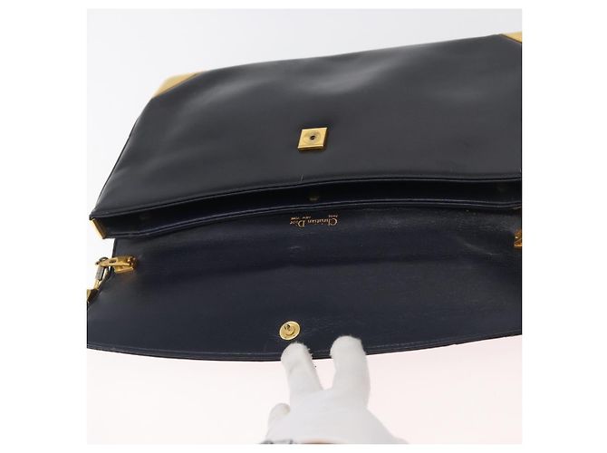 Christian Dior Shoulder Bag Leather Navy Gold - vista 11