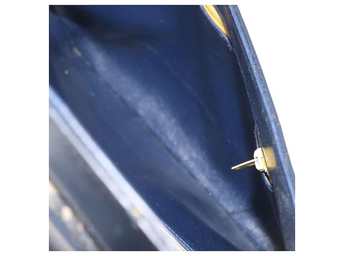 Christian Dior Shoulder Bag Leather Navy Gold - vista 12