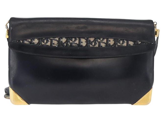 Christian Dior Shoulder Bag Leather Navy Gold - vista 13