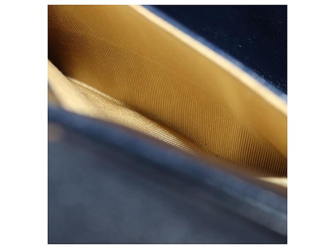 Christian Dior Shoulder Bag Leather Navy Gold - vista 18