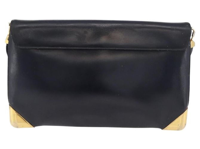 Christian Dior Shoulder Bag Leather Navy Gold - vista 2