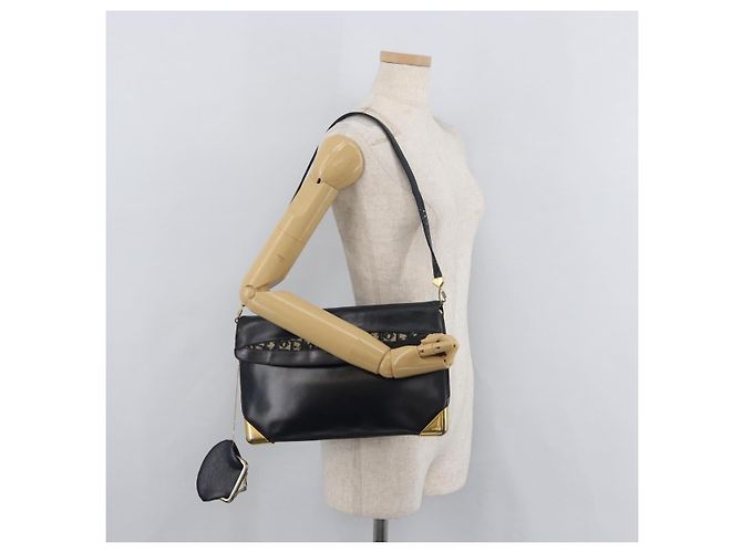 Christian Dior Shoulder Bag Leather Navy Gold - vista 22
