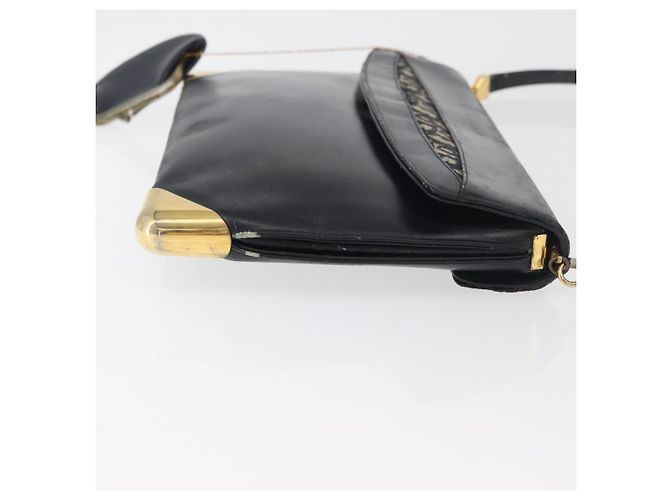 Christian Dior Shoulder Bag Leather Navy Gold - vista 3