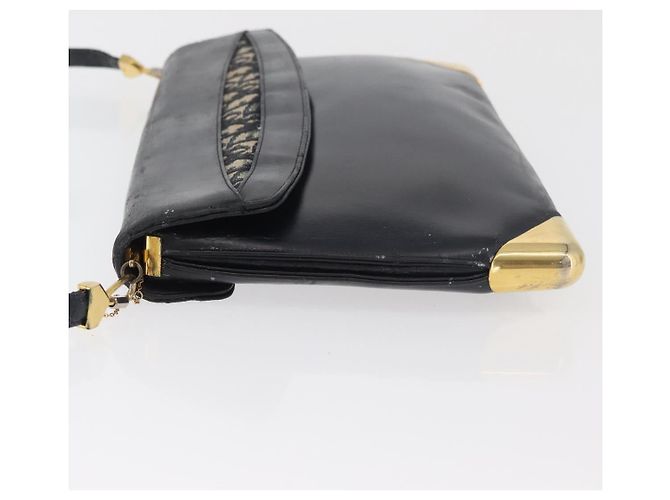Christian Dior Shoulder Bag Leather Navy Gold - vista 4