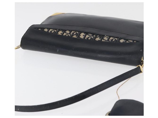 Christian Dior Shoulder Bag Leather Navy Gold - vista 6