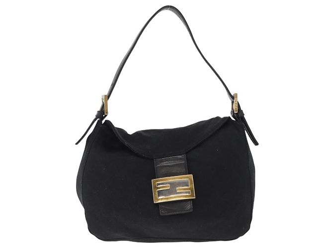 FENDI Jersey Mamma Baguette Shoulder Bag Nylon Black Silver - vista 13