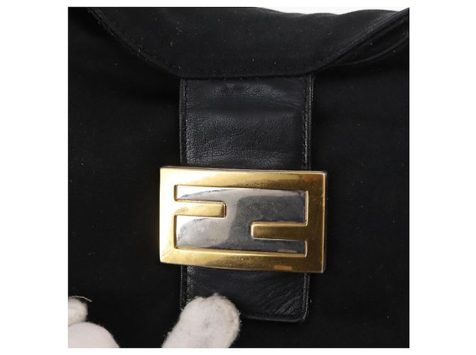 FENDI Jersey Mamma Baguette Shoulder Bag Nylon Black Silver - vista 18