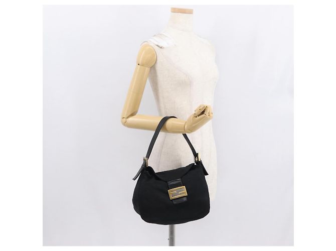 FENDI Jersey Mamma Baguette Shoulder Bag Nylon Black Silver - vista 25