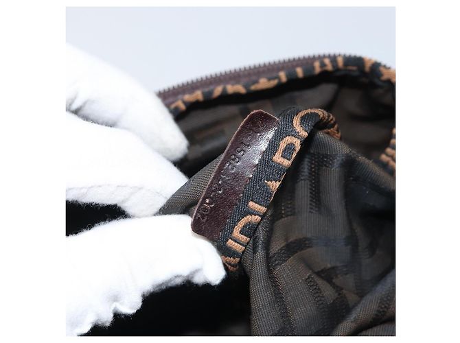 FENDI Zucca Canvas Hand Bag Black Brown - vista 12