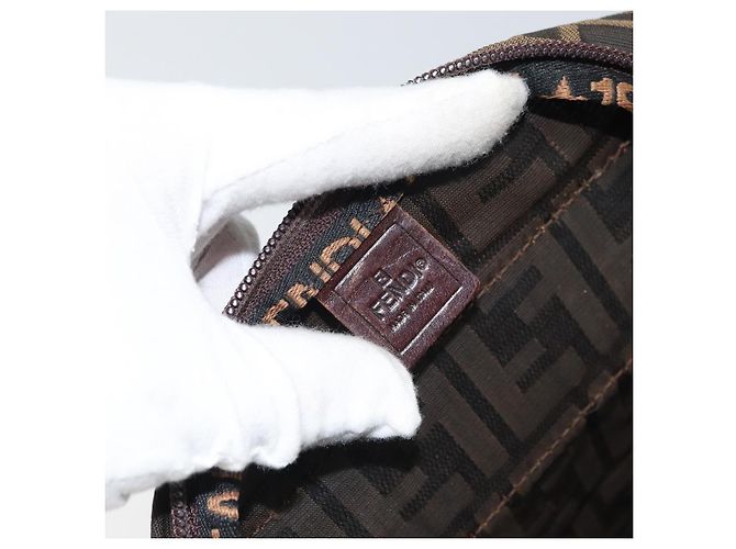 FENDI Zucca Canvas Hand Bag Black Brown - vista 19