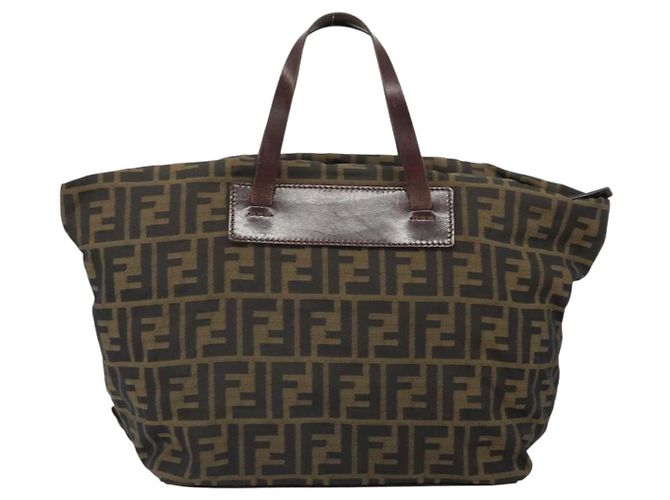 FENDI Zucca Canvas Hand Bag Black Brown - vista 2