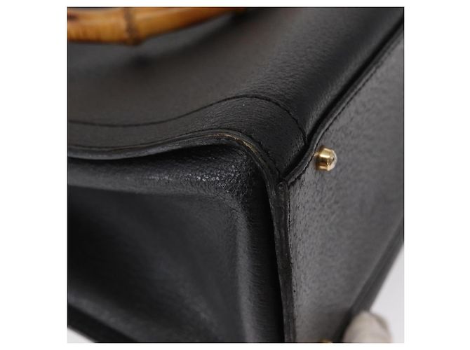 GUCCI Bamboo Hand Bag Leather Black Gold 02 1059 260 - vista 15