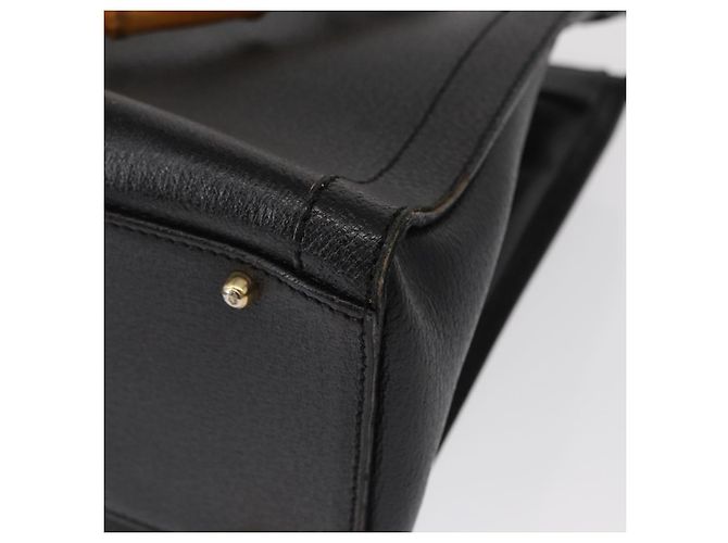 GUCCI Bamboo Hand Bag Leather Black Gold 02 1059 260 - vista 16