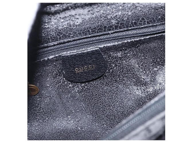 GUCCI Bamboo Hand Bag Leather Black Gold 02 1059 260 - vista 17