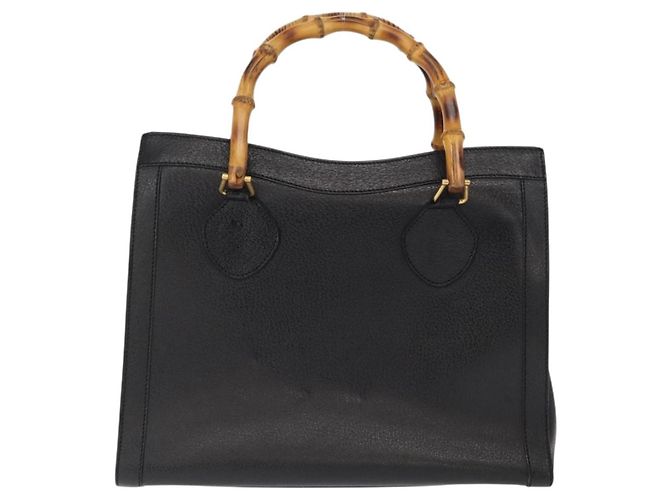 GUCCI Bamboo Hand Bag Leather Black Gold 02 1059 260 - vista 2