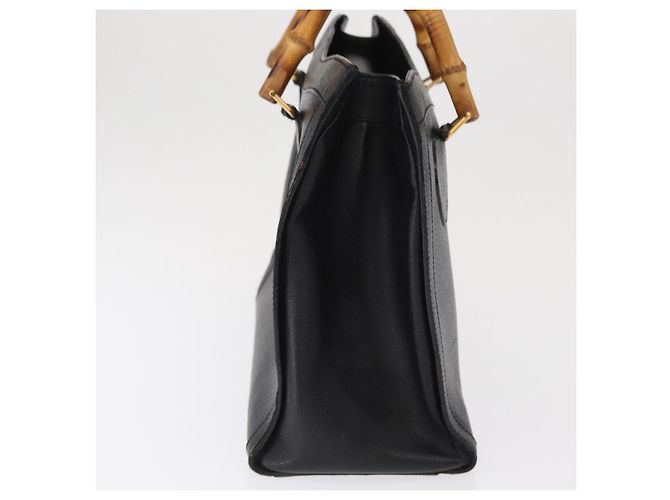 GUCCI Bamboo Hand Bag Leather Black Gold 02 1059 260 - vista 4
