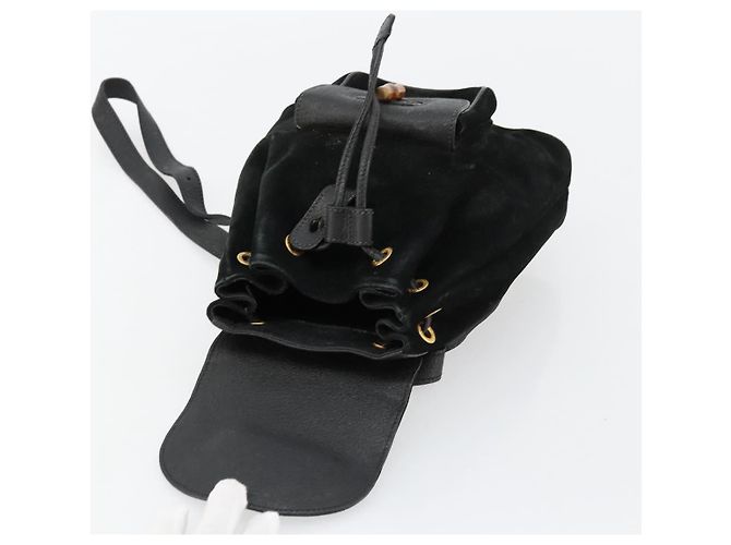 GUCCI Bamboo Backpack Suede Black Gold 003 1705 0030 - vista 10