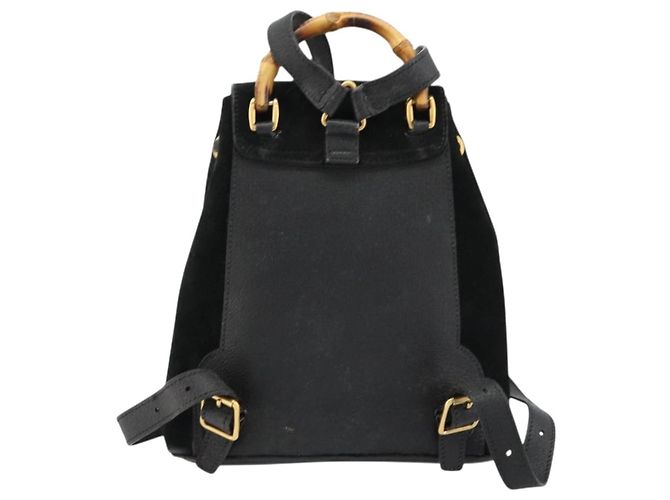 GUCCI Bamboo Backpack Suede Black Gold 003 1705 0030 - vista 2