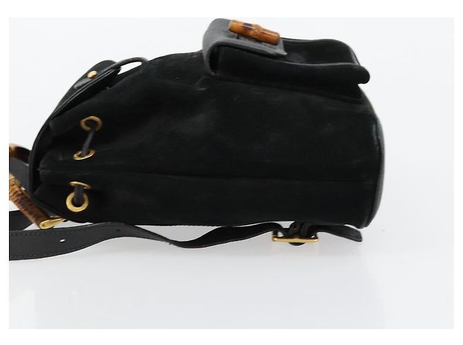 GUCCI Bamboo Backpack Suede Black Gold 003 1705 0030 - vista 4