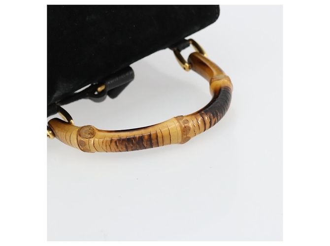 GUCCI Bamboo Backpack Suede Black Gold 003 1705 0030 - vista 7