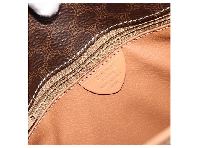 Céline CELINE Macadam Canvas Circle Shoulder Bag PVC Leather Brown Gold - vista 12