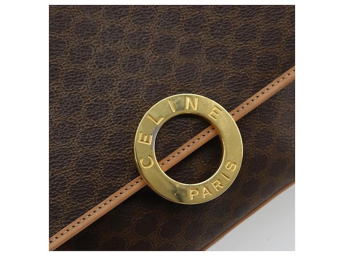 Céline CELINE Macadam Canvas Circle Shoulder Bag PVC Leather Brown Gold - vista 17