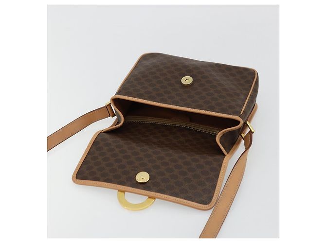 Céline CELINE Macadam Canvas Circle Shoulder Bag PVC Leather Brown Gold - vista 18