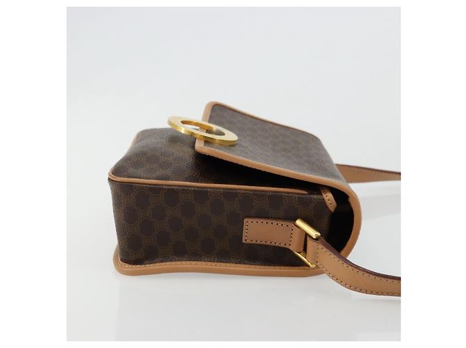 Céline CELINE Macadam Canvas Circle Shoulder Bag PVC Leather Brown Gold - vista 3